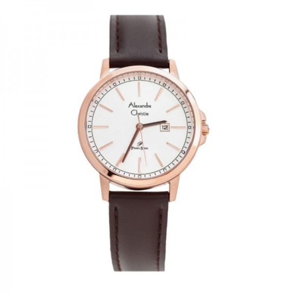 Alexandre Christie AC 1014 Rosegold White Leather Lady LDLRGSL